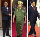 缅甸指导人丹瑞经过数十年终究脱掉了装。这是为了在近日公布移交权益后于11月以官方人参与选举。胸前的一个个勋章，展现了典型的专制者“闪亮”造型。