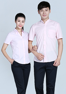 粉色立领商务短袖衬衫